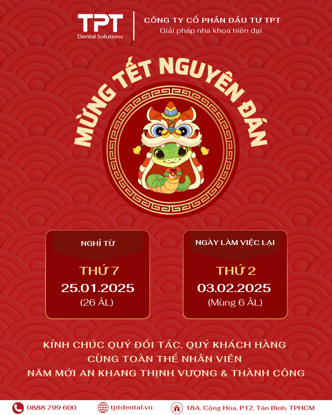 LỊCH NGHỈ TẾT NGUYÊN ĐÁN 2025